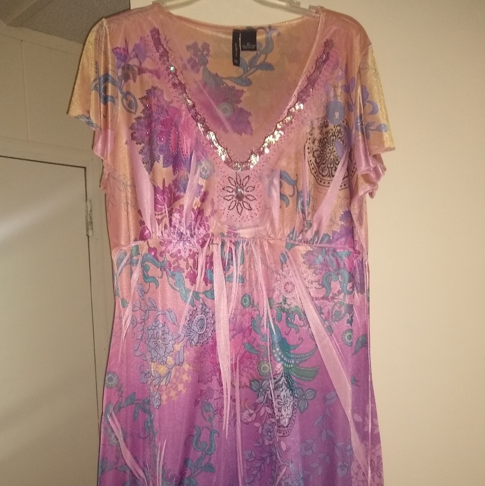 New Directions pink silky sublimation dress
